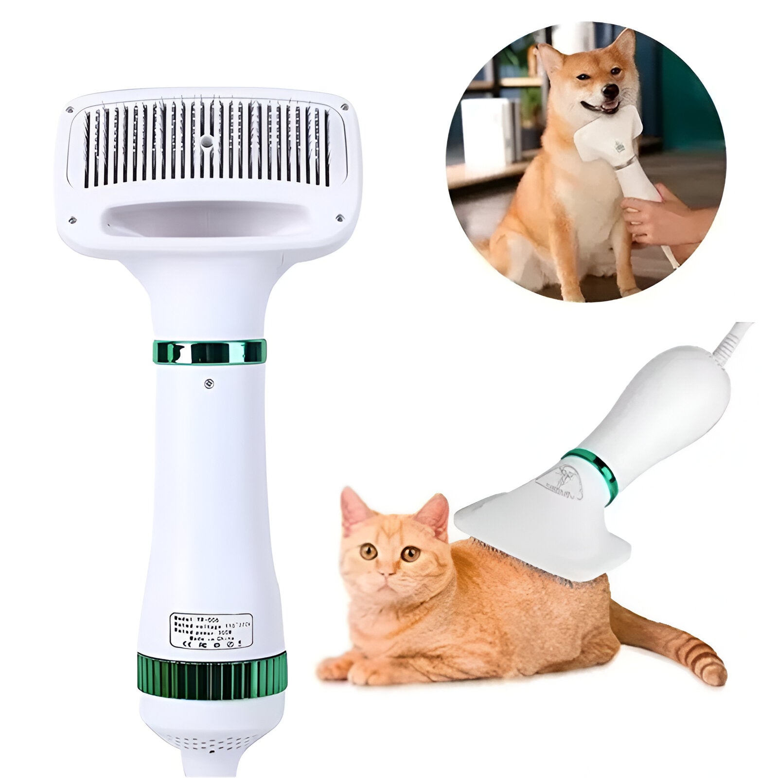 Cepillo Secador de Mascotas 2 en 1